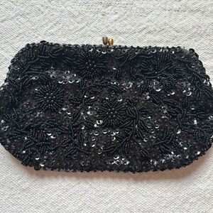 Handmade Black Beaded Clutch/Purse